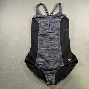 Speedo Endurance Lite One Piece Swimsuit Black Grey Purple Size 18 723048K